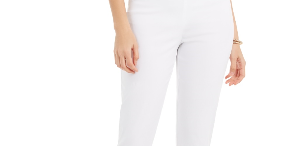 Calça feminina com cadarço e controle de barriga, tamanho grande, branca, da coleção JM