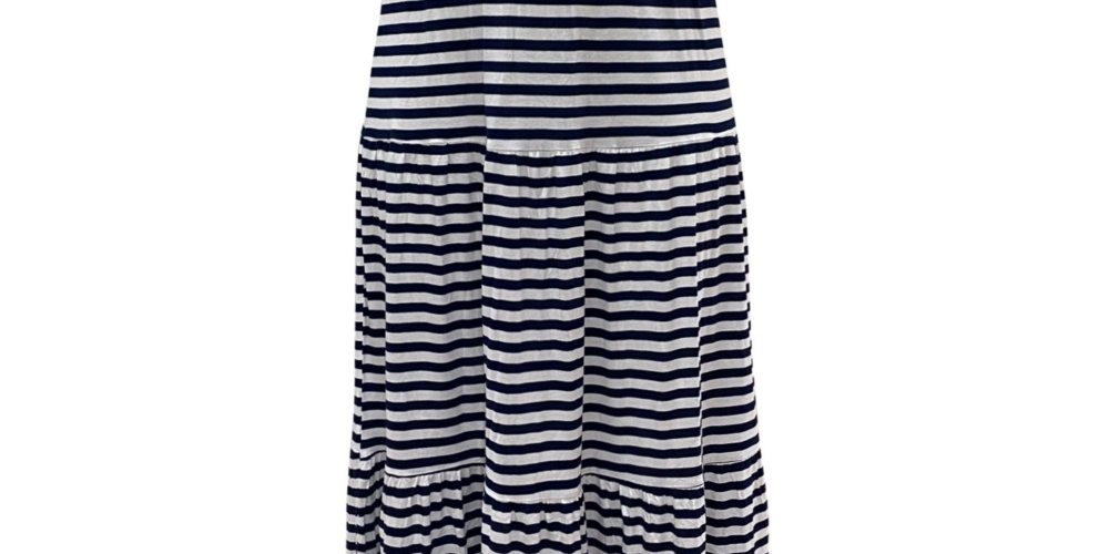 Vestido longo listrado sem mangas feminino Style &amp; Co, azul marinho, tamanho pequeno