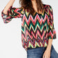 Blusa feminina com estampa de zigue-zague e manga sino, tamanho pequeno e médio, da INC International Concepts