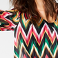 Blusa feminina com estampa de zigue-zague e manga sino, tamanho pequeno e médio, da INC International Concepts