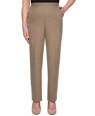 Calça feminina Alfred Dunner Petite Boardroom Pull-On marrom 10P