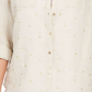 Camisa feminina Charter Club de linho com bolinhas marrom, tamanho pequeno e pequeno
