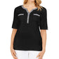 Karen Scott Top Henley Feminino com Acabamento Vichy Preto Tamanho P