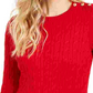 Suéter feminino com estampa texturizada e gola joia, manga comprida, tamanho médio, vermelho, Charter Club