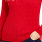 Suéter feminino com estampa texturizada e gola joia, manga comprida, tamanho médio, vermelho, Charter Club