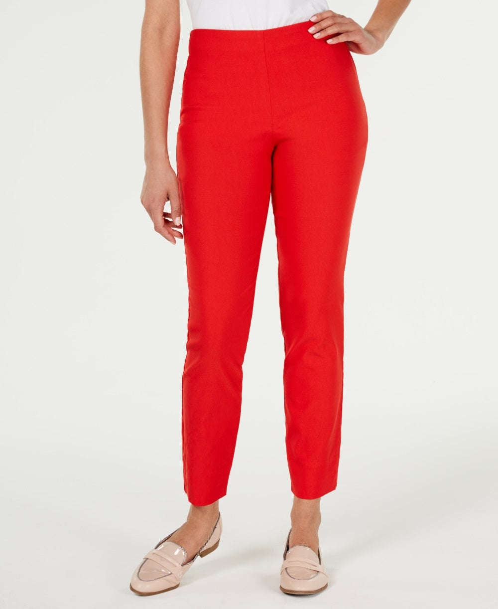 Calça feminina Chelsea Tummy Control Skinny Leg Tornozelo Charter Club Vermelha Tamanho 4