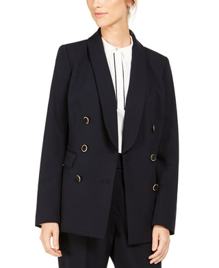 Calvin Klein Blazer Feminino Trespassado com Gola Xale Preto Tamanho 10