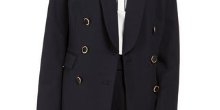 Calvin Klein Blazer Feminino Trespassado com Gola Xale Preto Tamanho 10