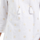 Top feminino Charter Club com decote em borla e manga 3/4, branco, tamanho extrapequeno