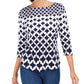 Camiseta feminina estampada de algodão Charter Club, azul, tamanho pequeno e pequeno