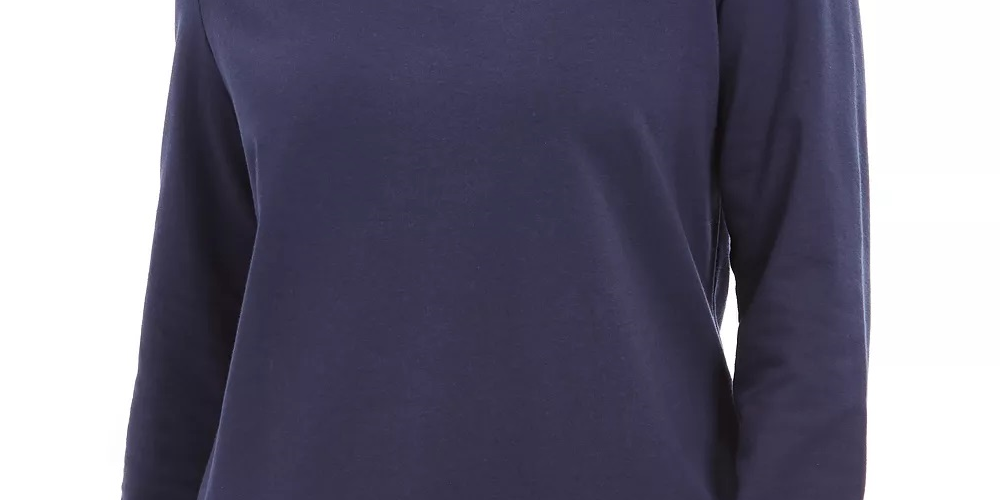 Moletom feminino Karen Scott Sport com bainha contrastante, azul, tamanho X-S