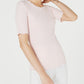 Blusa feminina Maison Jules com decote redondo e mangas curtas, rosa, tamanho médio