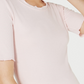 Blusa feminina Maison Jules com decote redondo e mangas curtas, rosa, tamanho médio