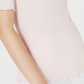 Blusa feminina Maison Jules com decote redondo e mangas curtas, rosa, tamanho médio