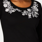 Blusa feminina Karen Scott bordada com manga 3/4, preta, tamanho PS