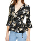 Blusa de manga sino com frente cruzada BCX Juniors, preta, tamanho pequeno