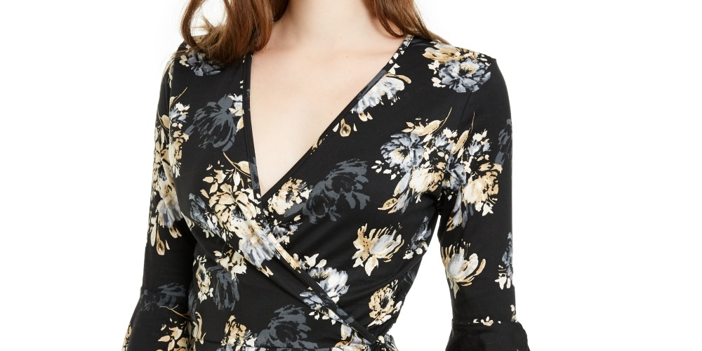 Blusa de manga sino com frente cruzada BCX Juniors, preta, tamanho pequeno