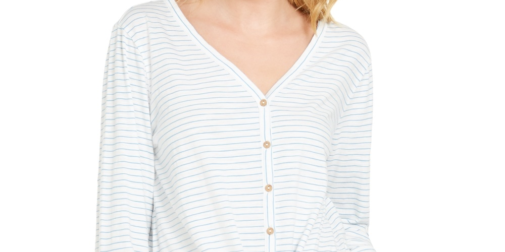 Blusa listrada com amarração frontal feminina Style &amp; Co, branca, tamanho X P