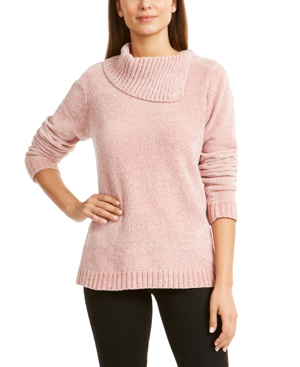 Karen Scott Suéter Feminino Petite Gola Envelope Chenille Rosa Tamanho Petite Pequeno