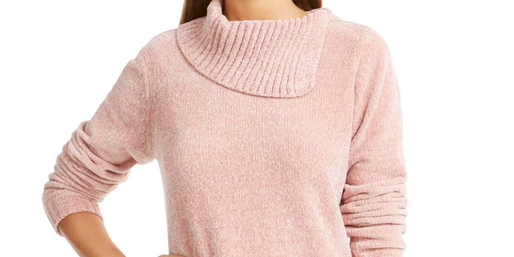 Karen Scott Suéter Feminino Petite Gola Envelope Chenille Rosa Tamanho Petite Pequeno