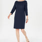 Vestido feminino Karen Scott com decote canoa e tachas, azul, tamanho pequeno e pequeno