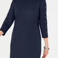 Vestido feminino Karen Scott com decote canoa e tachas, azul, tamanho pequeno e pequeno