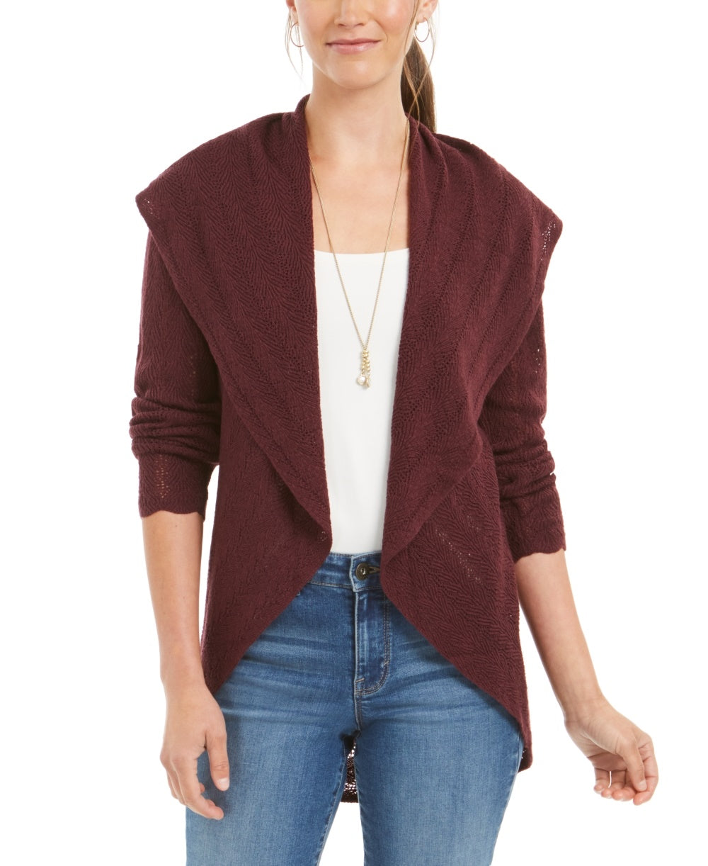 Cardigan Pointelle Feminino Estilo &amp; Co Roxo Tamanho Médio