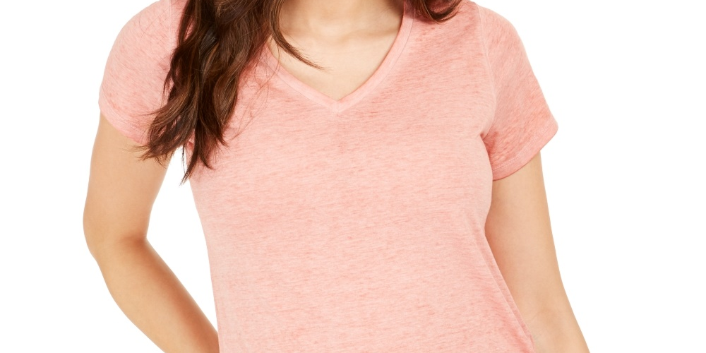 Camiseta feminina estilo &amp; co com decote em V e estampa Burnout, marrom, tamanho grande