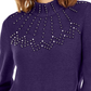 Alfani Suéter Feminino Petite Gola Mock Embelezado Roxo Tamanho PL