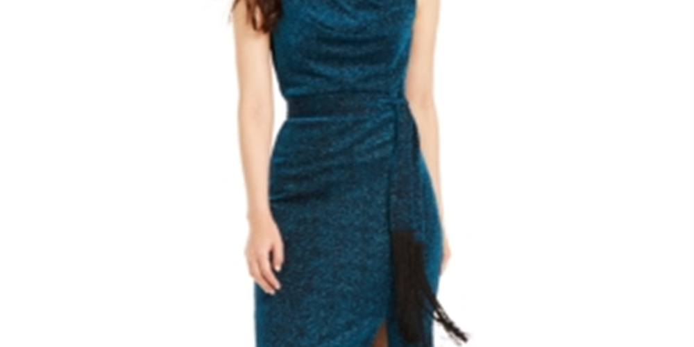 Vestido feminino com cinto e gola alta, azul-petróleo, tamanho 2, da INC International Concepts