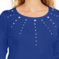 Karen Scott Top Feminino de Algodão com Ilhós e Ferragens Azul Tamanho Pequeno
