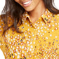 Camisa Alfani Feminina Petite Animal-Print Amarela Tamanho P