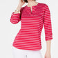 Blusa feminina listrada com decote aberto Charter Club, rosa marroquino, tamanho pequeno e pequeno