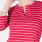 Blusa feminina listrada com decote aberto Charter Club, rosa marroquino, tamanho pequeno e pequeno