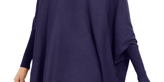 Alfani Suéter Poncho Feminino Petite Gola Alta Roxo Tamanho Petite Pequeno-Médio