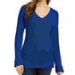 Suéter feminino de algodão texturizado com decote em V, azul, tamanho grande, da Charter Club