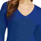 Suéter feminino de algodão texturizado com decote em V, azul, tamanho grande, da Charter Club