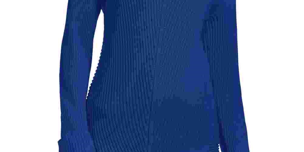 Suéter feminino de algodão texturizado com decote em V, azul, tamanho grande, da Charter Club