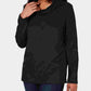 Blusa feminina Karen Scott de manga comprida mesclada e gola alta, tamanho preto, tamanho pequeno