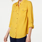 Camisa feminina pequena e lisa com botões Charter Club, tamanho dourado, tamanho PL