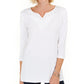 Karen Scott Top Feminino de Algodão com Tachas e Gola Dividida, Branco, Tamanho Pequeno