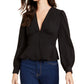 Blusa feminina French Connection Blaine Crepe com botões frontais, preta, tamanho 12