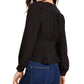 Blusa feminina French Connection Blaine Crepe com botões frontais, preta, tamanho 12