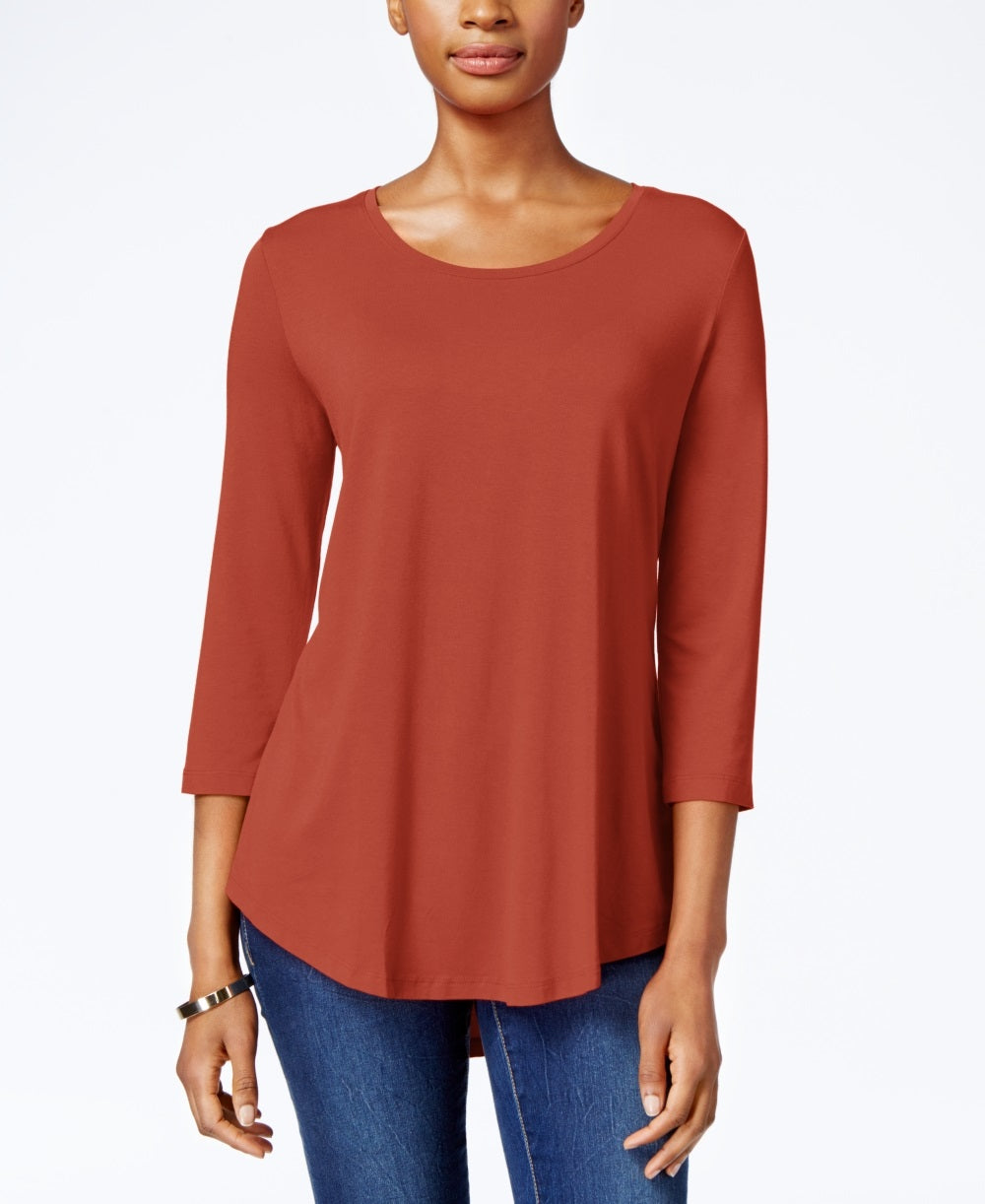 Blusa feminina manga três quartos JM Collection vermelha tamanho PS