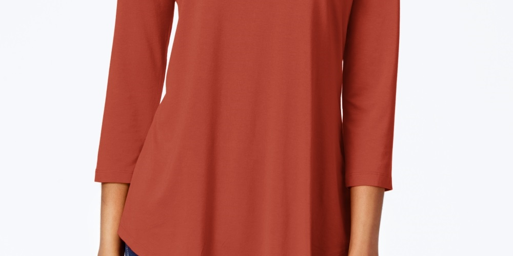 Blusa feminina manga três quartos JM Collection vermelha tamanho PS