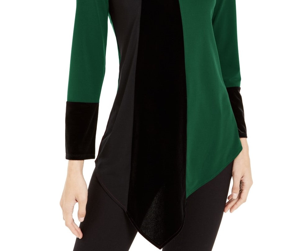 Blusa Alfani Feminina Petite Assimétrica com Barra Colorida Verde Tamanho Petit