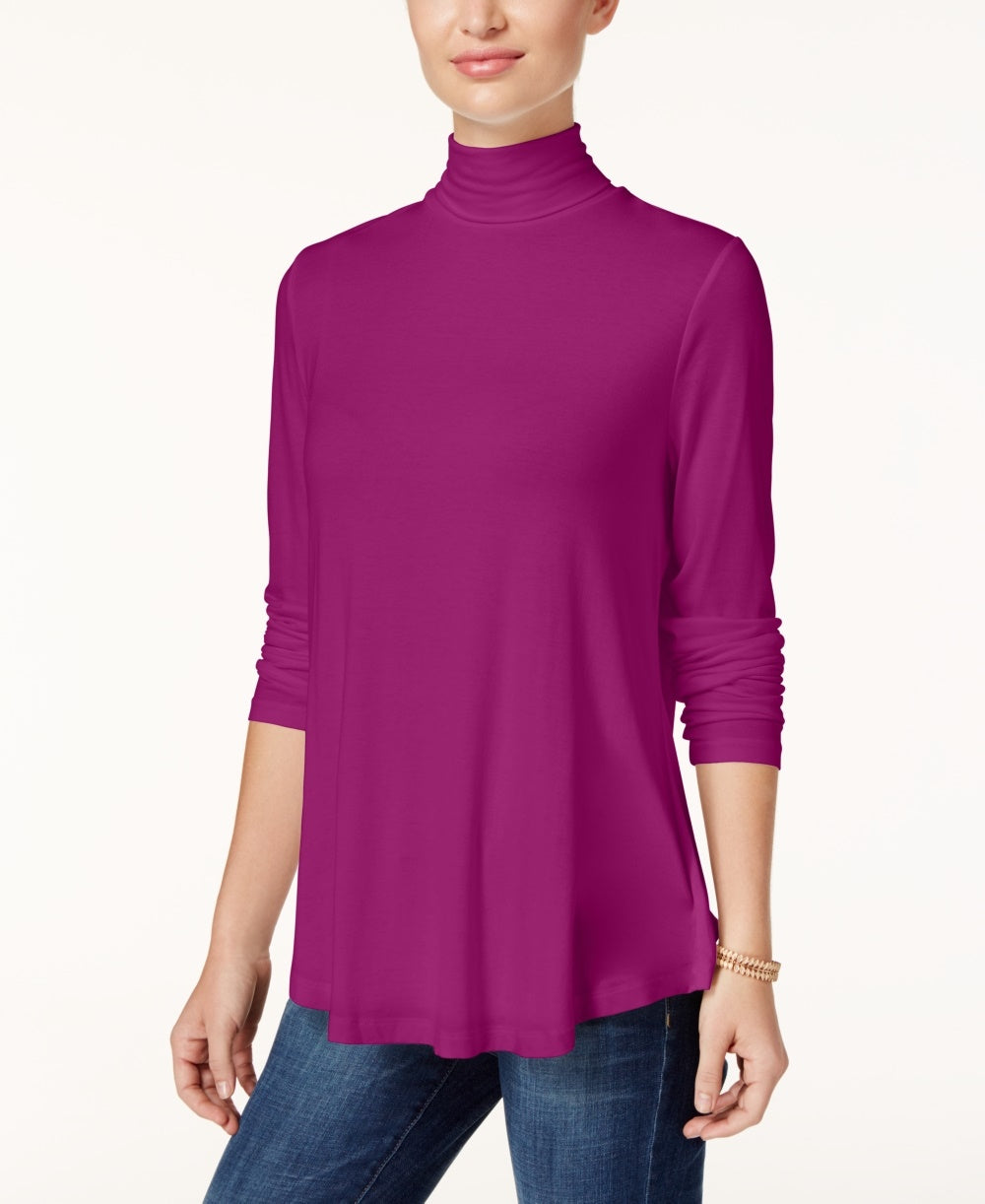 JM Collection Top feminino de gola alta pequena rosa tamanho PL
