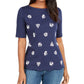Blusa feminina Karen Scott de algodão estampada e recortada, azul, tamanho X-S