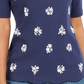 Blusa feminina Karen Scott de algodão estampada e recortada, azul, tamanho X-S