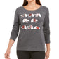 Karen Scott - Blusa feminina de algodão com detalhes Polar Parade, cor carvão, tamanho XG